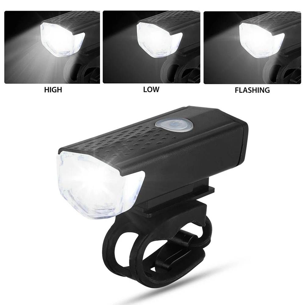 Bike Light USB Rechargeable 300 Lumen 3 Mode Bicycle Front Light Lamp Bike Headlight Cycling LED Flashlight Bike Accessories