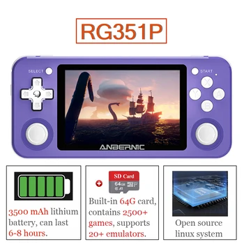 RG351P Handheld Game Console with 64G Card Retro Game Player 2500+ Games 3.5-in IPS Screen Video Game Console Open Source System open source digital library movement in india