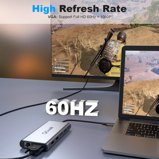 QGeeM USB C Hub para Macbook Pro Air Xiaomi Triple Display Type C Hub a 4K Dual HDMI VGA Lectores de tarjetas Micro SD Cargador RJ45 PD Hub Multi USB Type C Dock Adaptador Divisor para portátiles Accesorios de PC QGeeM USB C Hub para Macbook Pro Air Xiaomi Triple Display Type C Hub a 4K Dual HDMI VGA Lectores de tarjetas Micro SD Cargador RJ45 PD Hub Multi USB Type C Dock Adaptador Divisor para portátiles Accesorios de PC