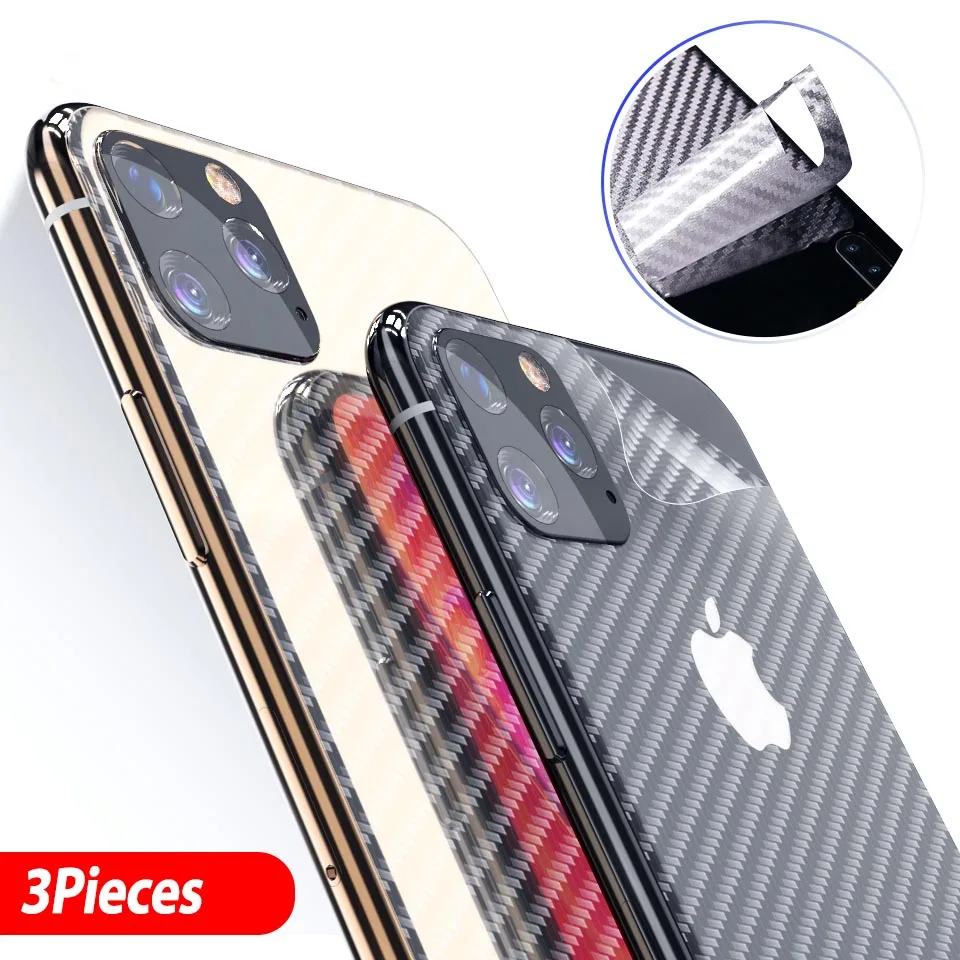 

Soft Carbon Fiber Film for Apple iPhone 11 Pro Max 2019 Film 3D Sticker Back Screen Protector for iPhone 11 X Pro Max 3pcs