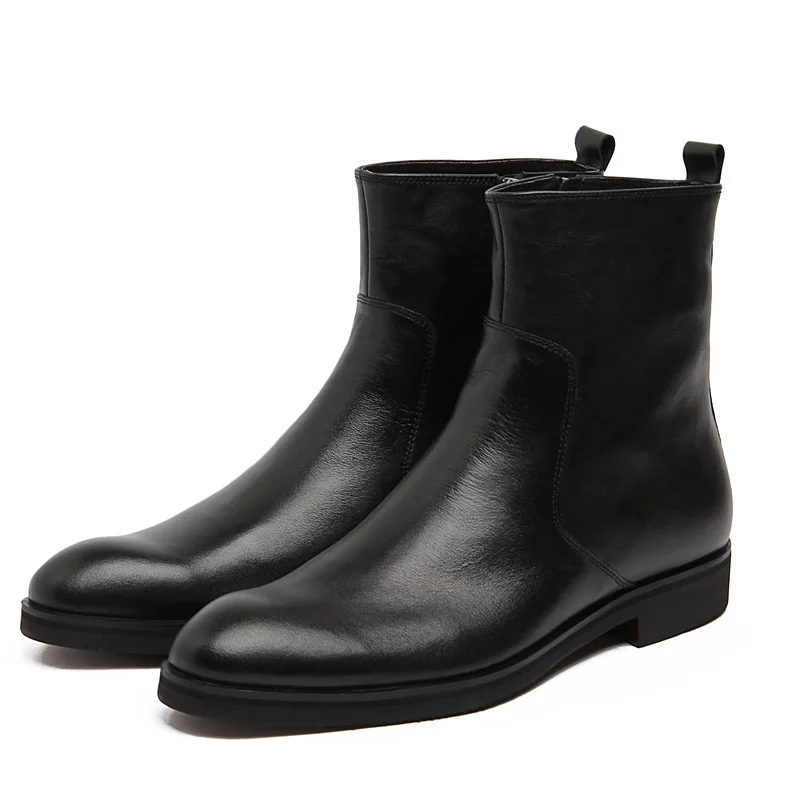 

Boots Men Round Toe Wear Cowhide Boots Botas Hombre Black Brown Work Shoes Work File Men Shoes