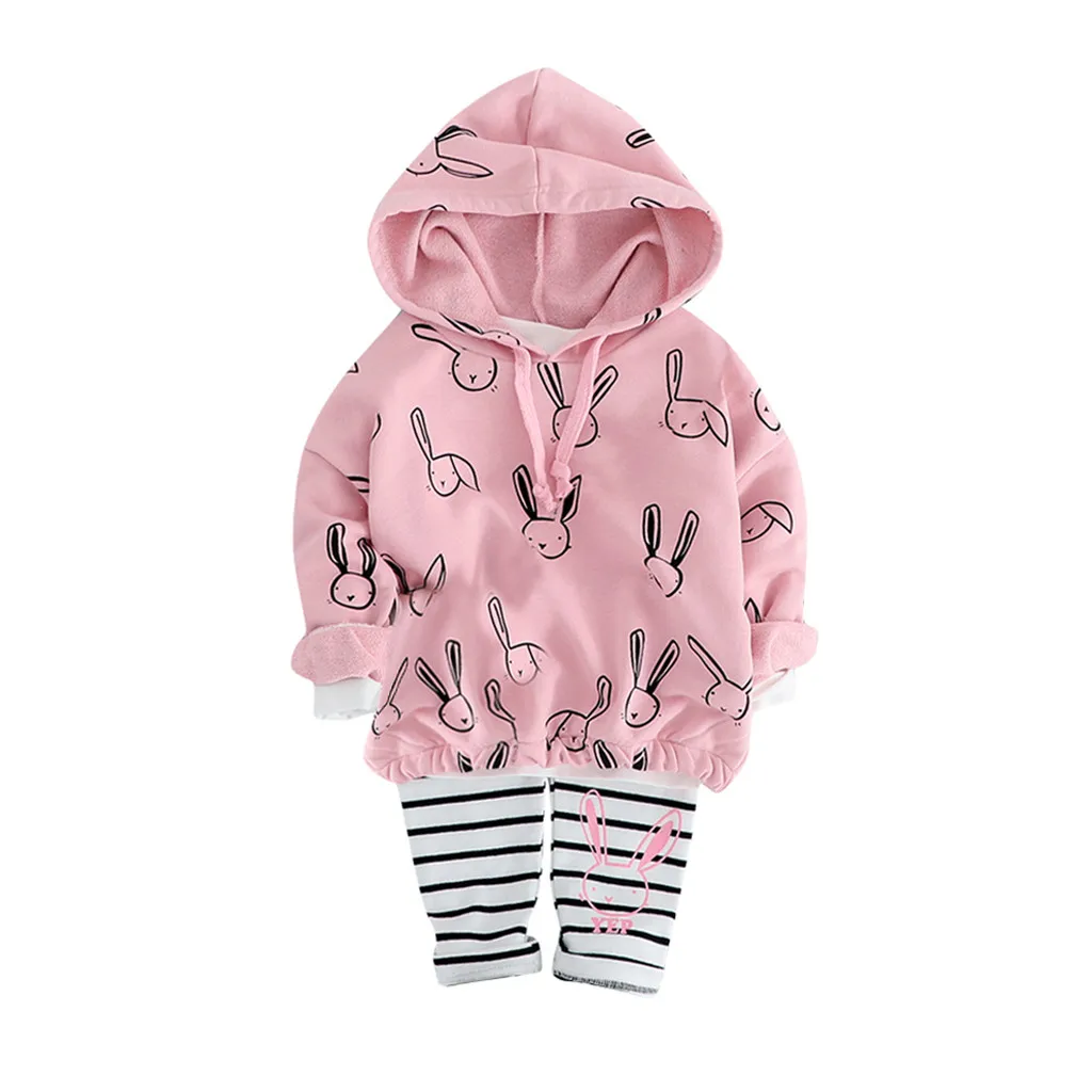 

Winter Toddler Baby Kids Boy Girl Hooded Cartoon 3D Ear Hoodie Sweatshirt Tops Clothes roupa infanti Pant set