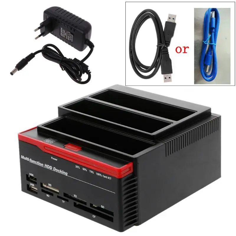 para Sata Ide Externo 2.5 3.5 Disco Rígido Hdd Estação de Carga Leitor de Cartões Usb3.0