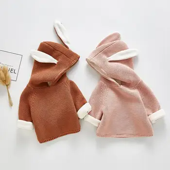 

Baby Sweaters Knitted Autumn Winter Hooded Long Sleeve Newborn Boys Girls Pullover Cute Rabbit Ear Children Knitwear Clothes