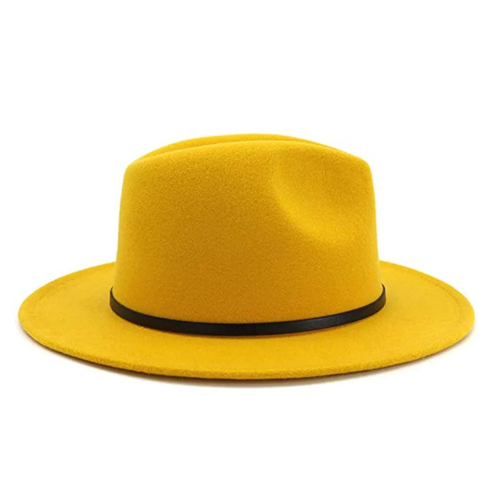 Фетровая шляпа для мужчин и женщин, имитация шерсти, зимние женские фетровые шляпы, Мужская модная черная джазовая шляпа, женская шляпа