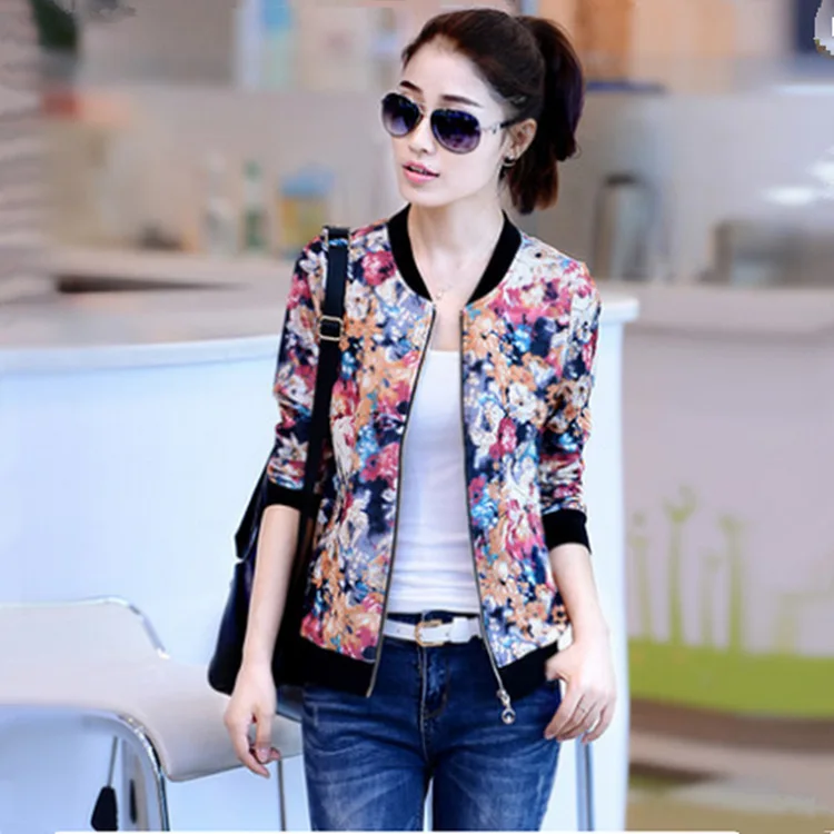 

2019 Autumn Clothing Short Coat Autumn New Style Versatile Printed Small Coat Jacket Women's Korean-style Large Size Cardigan