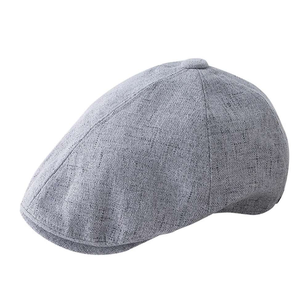 SHOWERSMILE Linen Beret Mens Hat Spring Summer Women Newsboy Cap British Retro Duckbill Driving Hats Cotton Gatsby Flat Gorras mens winter beret