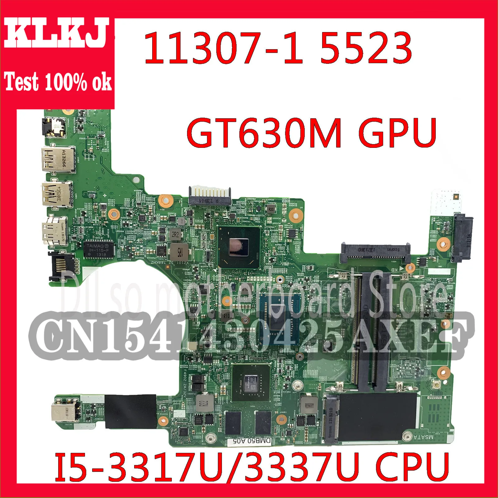 KLKJ 11307-1 Материнская плата для ноутбука Dell INSPIRON 15Z 5523 I5-3317U/3337 Процессор GT630M видео