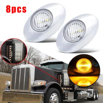 

3000K Side Marker Light Waterproof Shockproof 8Pcs set 3LED Clear Lens