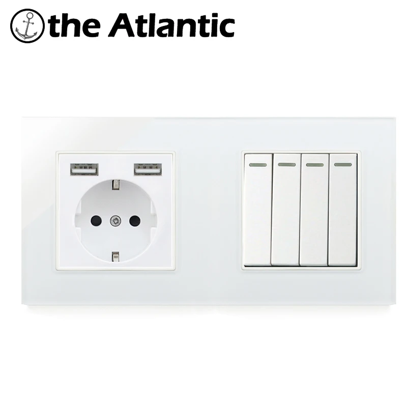 Atlectric DE/европейская вилка розетка кнопка выключателя света двойной USB мощность электрическая розетка в стену двойной разъем розетки выключатель света,переключатель,кнопки,кнопка включения