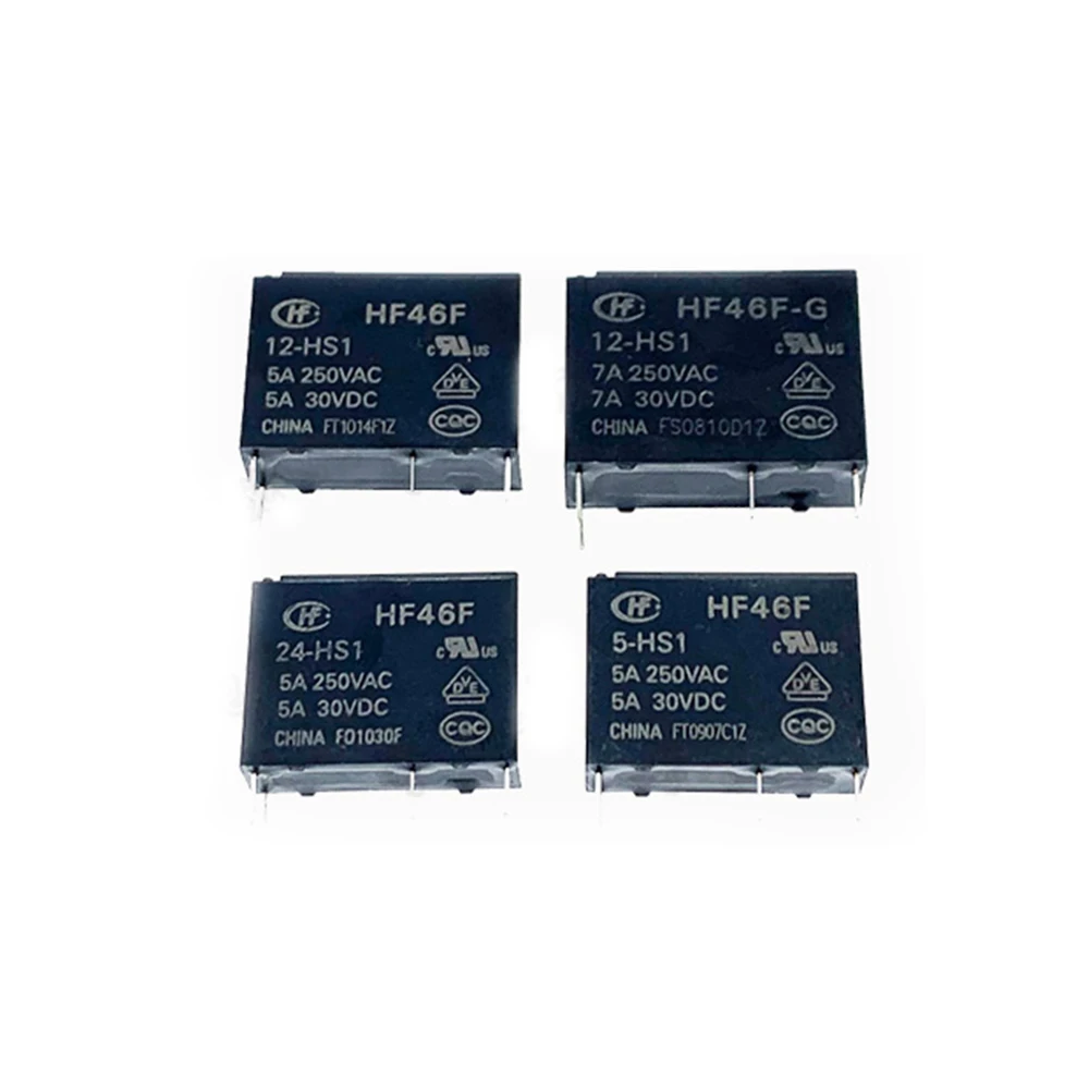 

5PCS NEW relay HF46F-5-HS1 HF46F-12-HS1 HF46F-24-HS1 HF46F 12 HS1 HF46F 24 HS1 5V 12V 24V 4PIN 5A Normally open