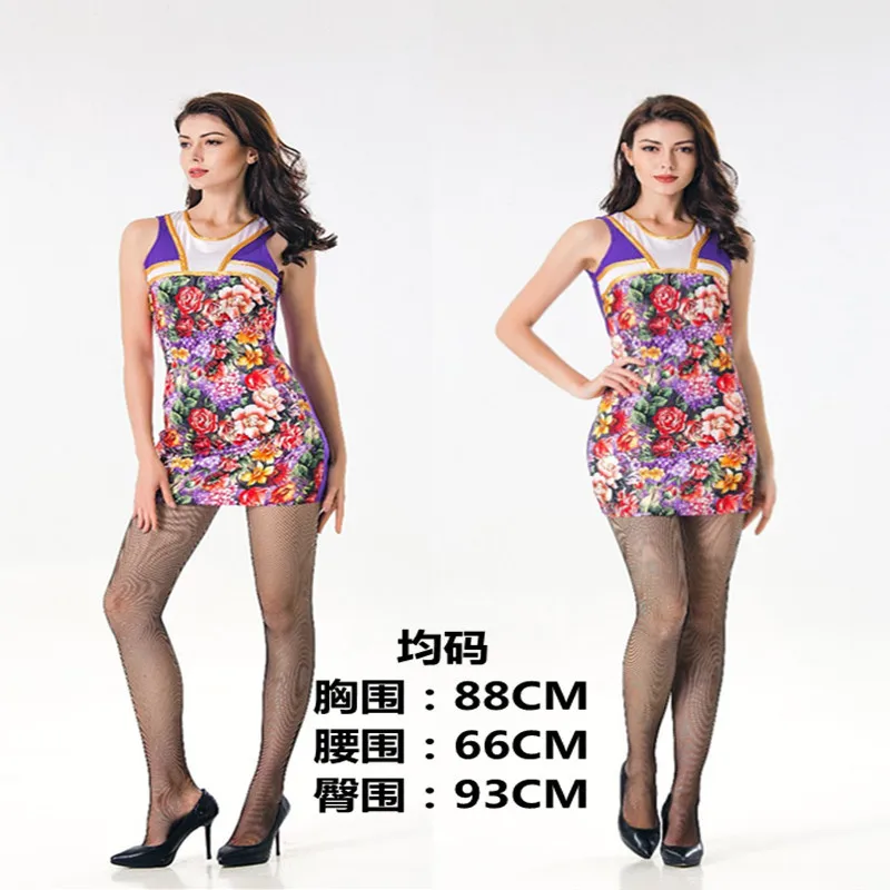 

Europe And America Sleeveless Contrast Color Slim Fit Sheath Short Skirt Printed Sheath Dress Vest Slim Fit Short Dress