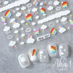 1pcs Cute Animals Rainbow Cloud Pumpkin High Quality 3D Engraved Nail Stickers Star Rain Nail Art Decorations Nail Decals Design