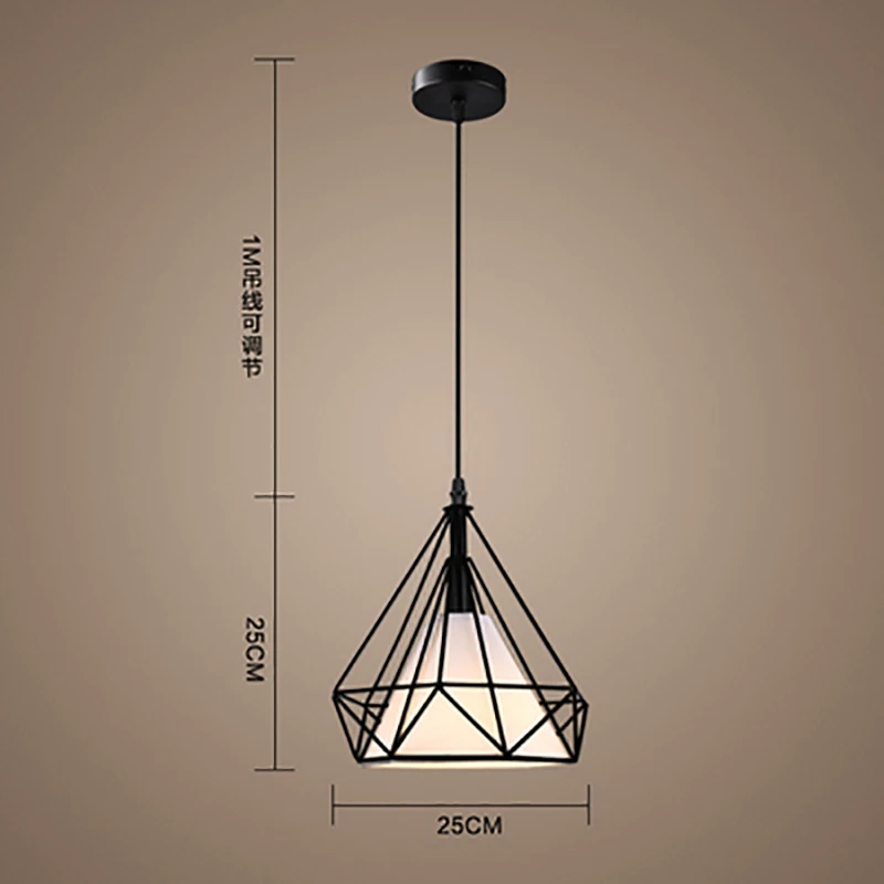 Скандинавский современный подвесной светильник уменьшает оригинальность железного искусства кладки подвесной светильник, Ресторан личность клетка освещение светильники - Цвет корпуса: 25 cm Black White
