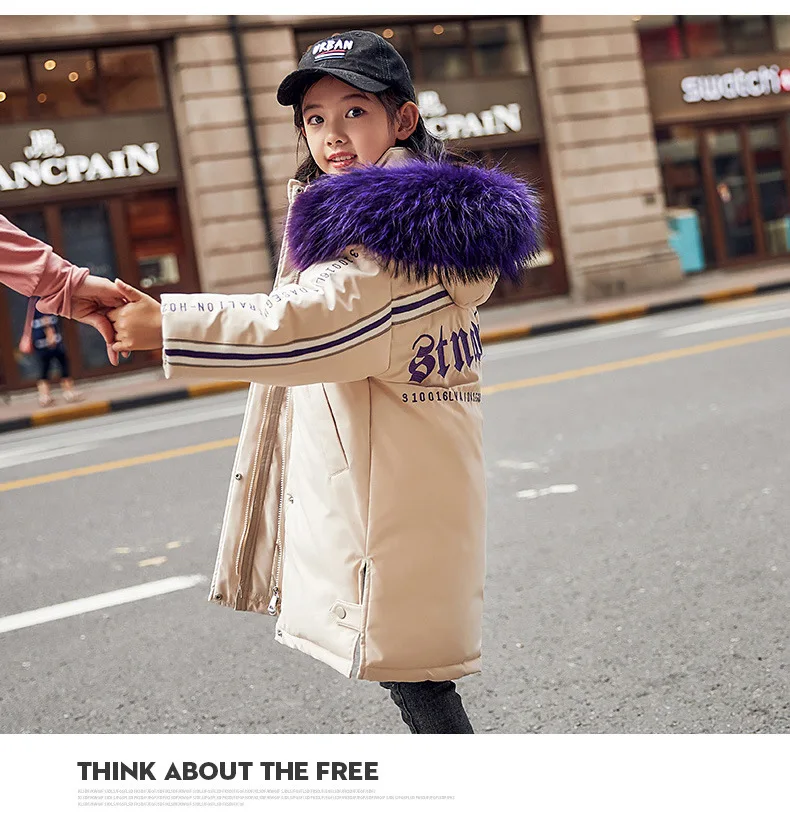 Wholesale Winter Children Down Jacket thicker warm hooded real fur collar Girls Coat Modis Kids Down Jacket Outerwear Y2206