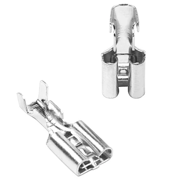 

100 x 6.m Uninsulated Female Spade Push On Crimp Terminal Non Insulated 2.5mm²