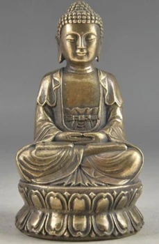 

---526+++Hand Hammered Bless Collectable Chinese Brass Old Amulet Buddha Statue