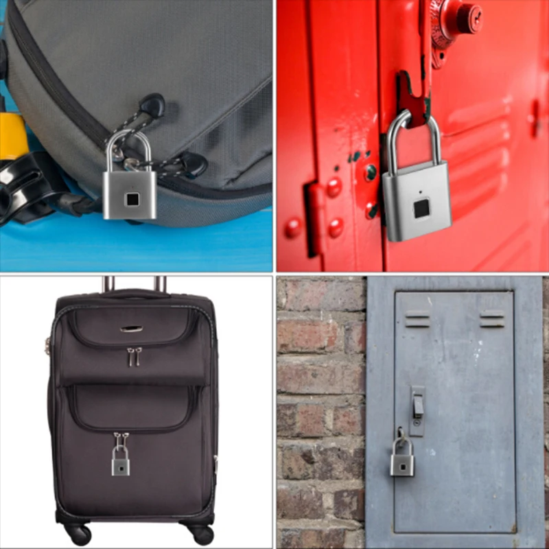 

Metal Waterproof Fingerprint Smart Lock Keyless Padlock For Door USB Charging