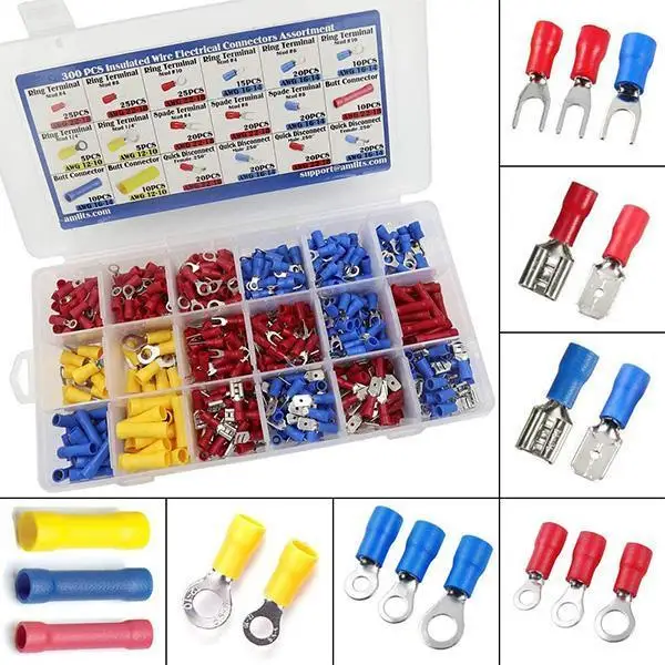 

Universal Insulated Wire Electrical Connectors 280Pc Assorted Full Insulated Electrical Wire Terminals Crimp Connector Spade But