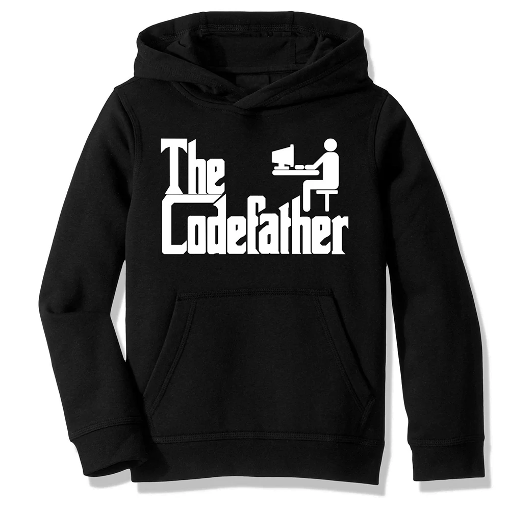 

Fleece Hooded Sweatshirt Hoodies The Codefather Coder Programmer Developer Funny Godfather Parody Casual Clothing
