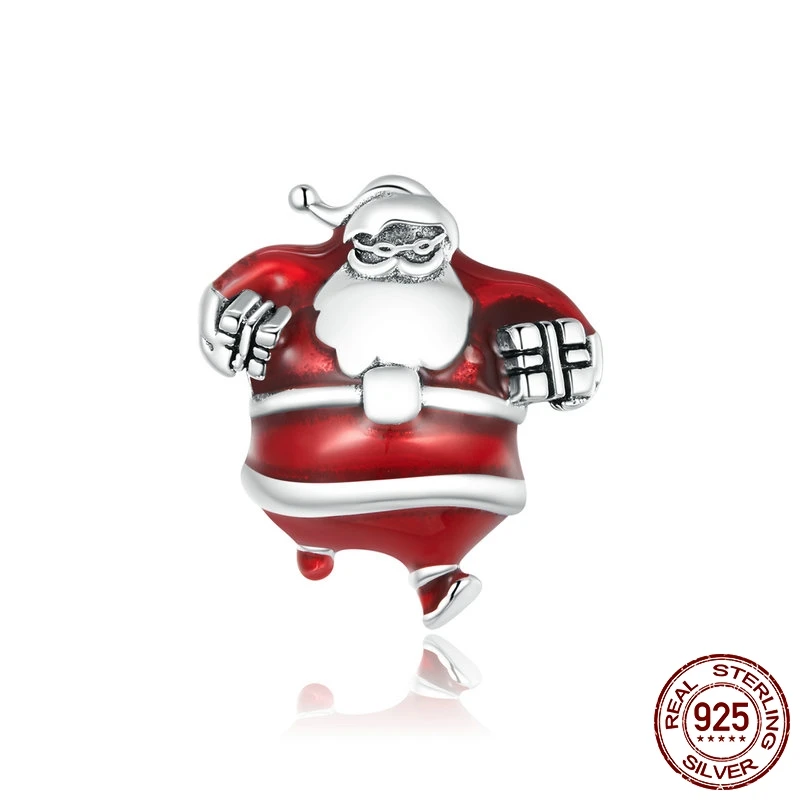 

WOSTU 100% 925 Sterling Silver Cute Santa Claus Charm For Christmas Fit Original Silver Bracelets Pendant Fine Jewelry BKC1664