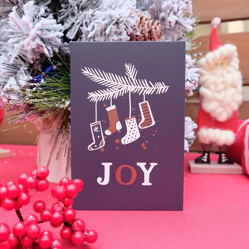 

5pcs Folding Christma Greeting Card Blessing Envelope Printing Invitations Thanksgiving Postcard Diy Merry Christmas Paper Card