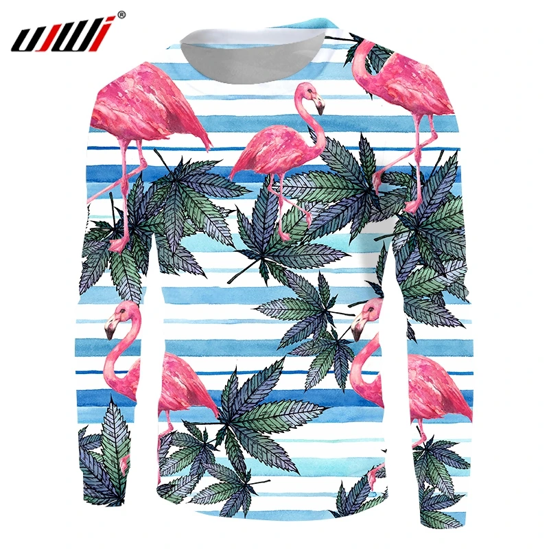 

UJWI 3D Printed Animal Leaf crane Sweatshirt Men's Spandex Clothing New Arrivals Tops Chinese Style Man Pullover