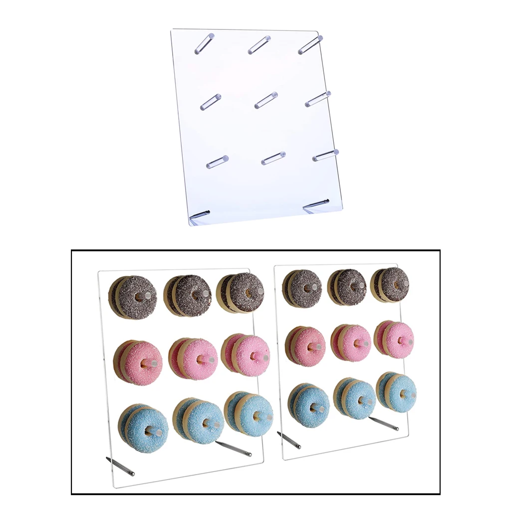Clear Donut Display Wall Stand Holder Doughnut Bagels Table Decor Reusable for Wedding Birthday Party Treats Supplies