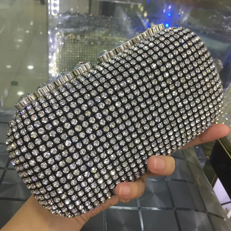 

Diamond Set Dinner Clutch Network Rhinestones Banquet LADY'S Clutch Bag Full of Crystals Hard Case li fu bao Bride Handbag