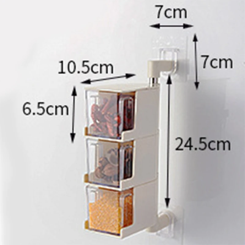 

Multi-Tier 360 Degree Rotating Wall Mount Spice Rack Seasoning Storage Box Jars Organizer Condiment Containers Kitchen Tools(3