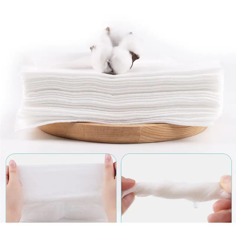 50 Pcs Soft Cotton Disposable Facial Towels Face Eye Makeup Remover Tissue Baby Care Dry Wet Cleansing Pad for Sensitive Skin
