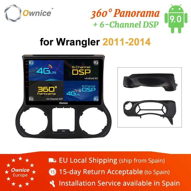 Автомобильный проигрыватель с радио и GPS для Jeep Wrangler 2011 Android 9 0 8 ядер 4 Гб + 64 ГБ DSP 4G