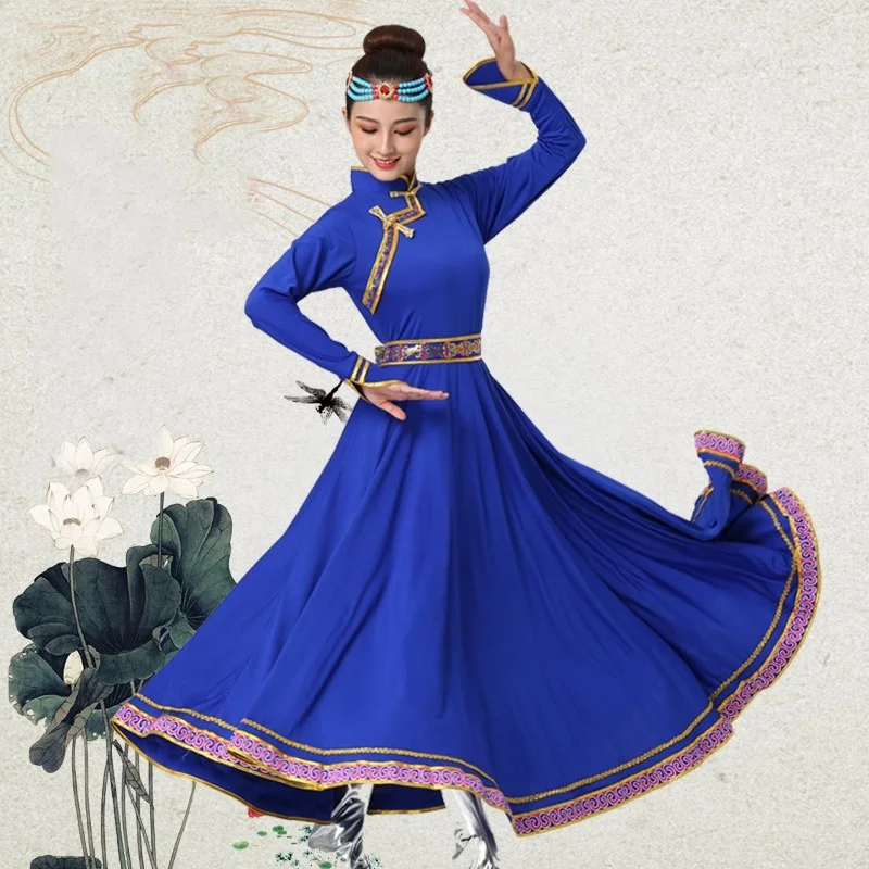 Mongolian Costume Clothes Chinese Folk Dance Costumes Clothing Dress Stage Dance Wear Performance Mongolian Dress TA2130