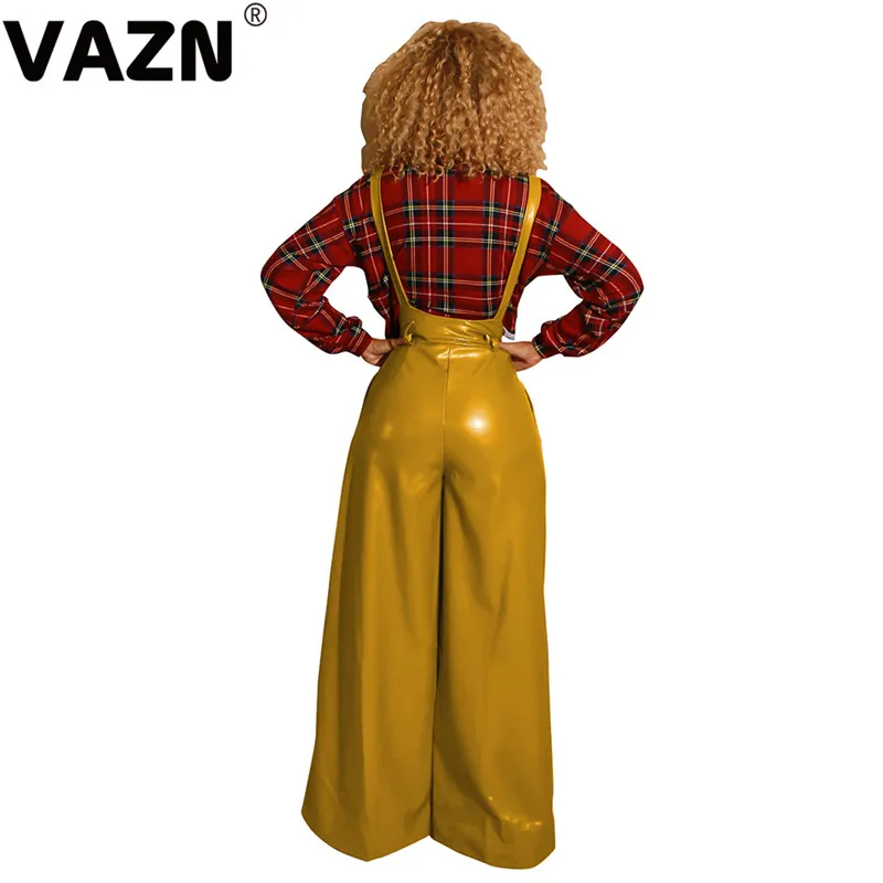 VAZN BS1131, топ, качественные комбинезоны, нежные сексуальные, на тонких бретельках, высокая талия, мягкий Джокер, женские кожаные широкие брюки
