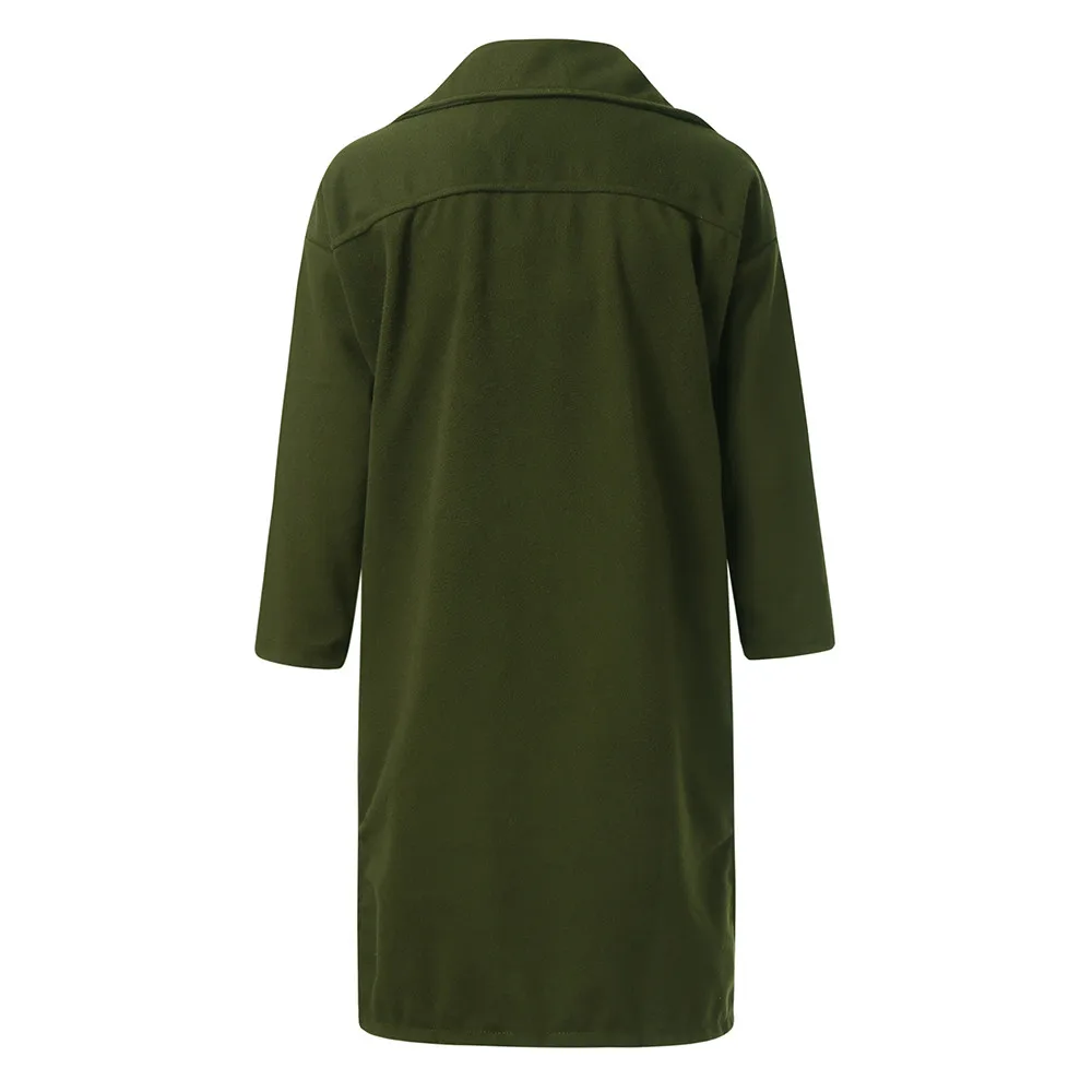 Jaycosin Chic Lapel Wool Thick Elegant Coat Streetwear Windbreaker Long Sleeve Women Trench Fashion Button Zipper Jacket Coat304