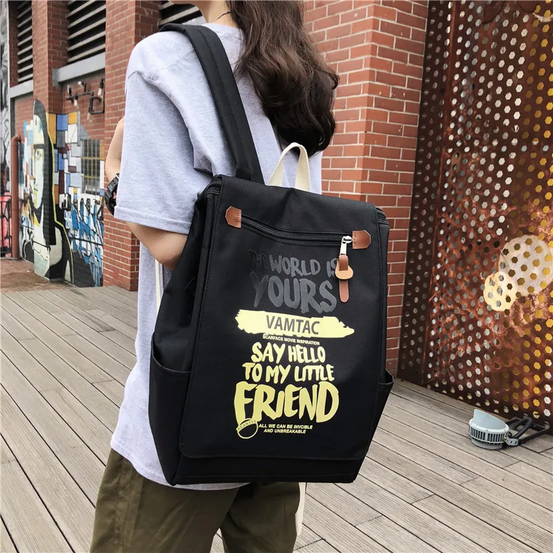 

2019 New Style Korean-style Style Large Covered Printed Letter Backpack