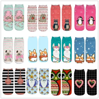 

top selling product 2020 Casual Work Business Socks 3D Christmas Santa Elk Printing Medium Sports Socks Wholesale Dropshipping