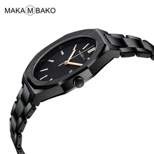MAKAMBAKO Reloj de pulsera deportivo para hombre, resistente al agua, con espejo, rejilla de cuarzo, calendario