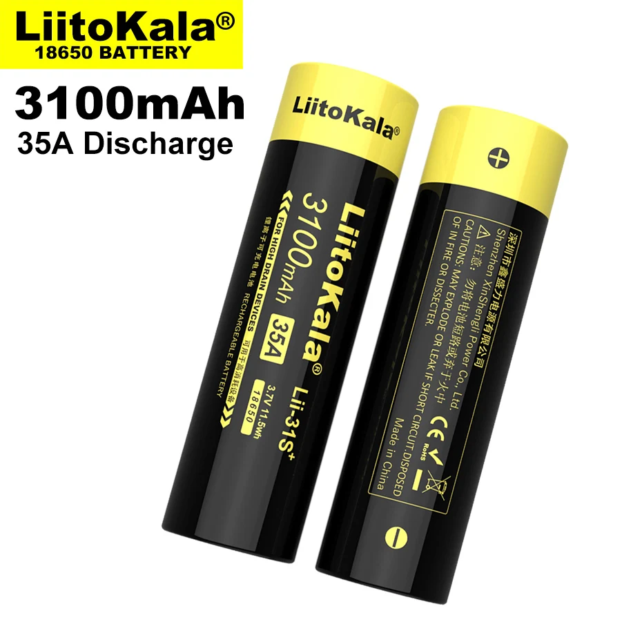 LiitoKala Lii-31S 18650 Battery 3.7V Li-ion 3100mA Instant Maximum 35A Power Battery For High Drain Devices.