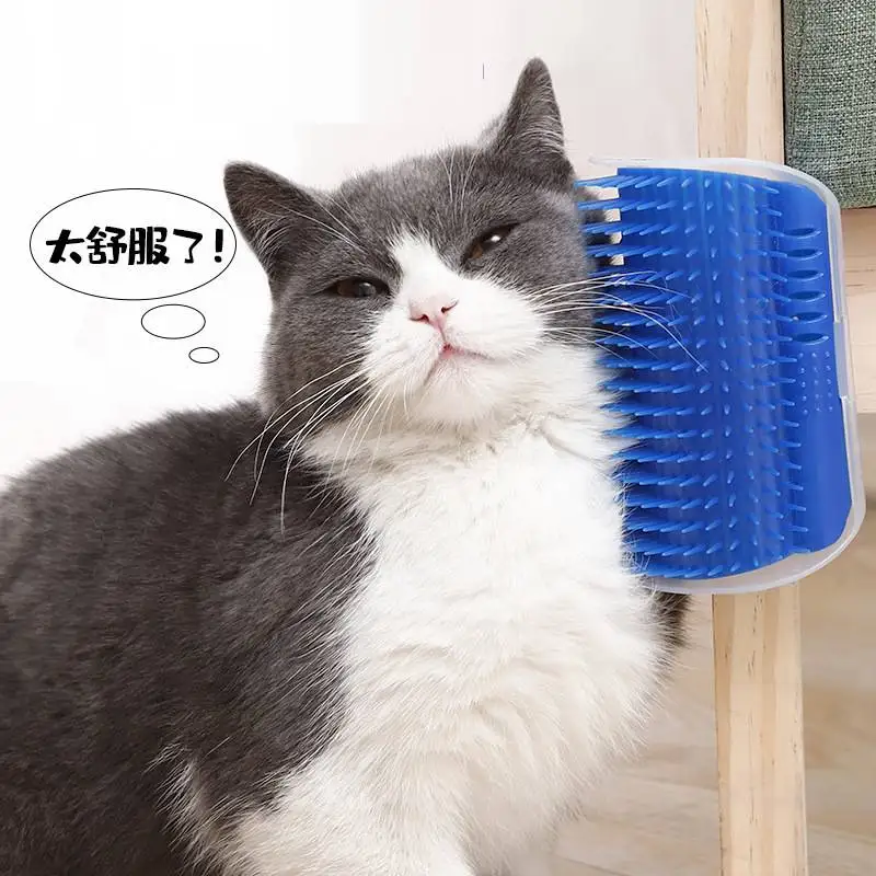 

1 Pcs Cat Corner Brush For Long Hair Squeaky Face Massage Comb Comfortable Self Grooming Brush Free Hand Wall Toy For Cats