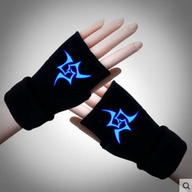 Аниме Fate/ноль перчатка полупальцами светящиеся утолщенные перчатки для телефона костюмы для косплея варежки одна штука