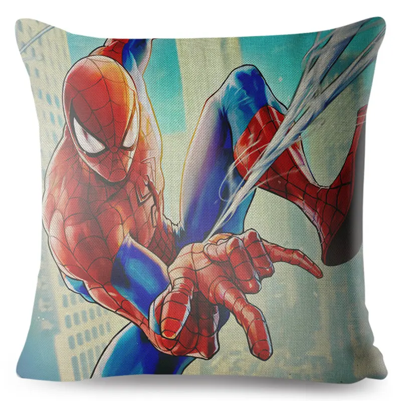 Мультяшная Подушка Marvel Супермен, человек паук Человек железная подушка в мужском стиле Чехол Декор Америка аниме Мститель наволочка для дивана