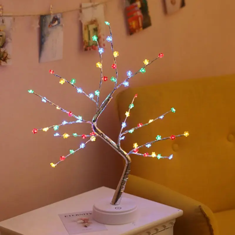 

USB /3 x AA batteries Simulation Tree Desk Lamp Creative Star Snowflake Heart Blossom Holiday Home