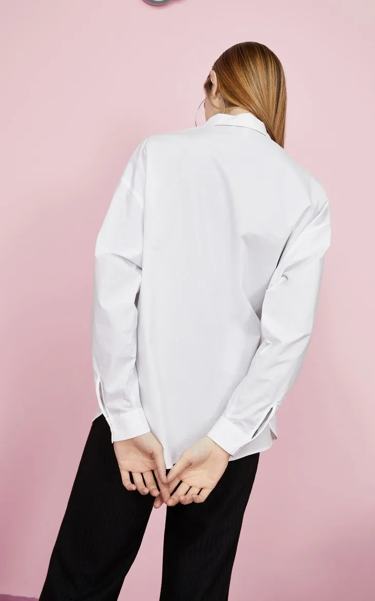 Vero Moda Новая женская хлопковая рубашка прямого кроя с принтом букв с открытыми плечами | 319305533