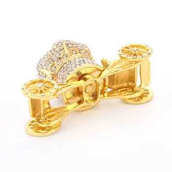 

Gold Carriage Hinged Trinket Box Hand-painted Patterns Trinket Jewelry Box N0HE