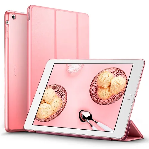 Чехол для iPad воздуха, ESR ура Цвет PU прозрачная задняя Ultra Slim Light Вес Trifold Смарт чехол для iPad воздуха/5 - Цвет: Sweet Pink