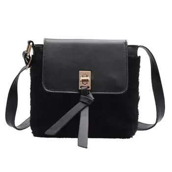 

Hot Sale Women Fashion Shoulder Messenger Bag Plush Leather Splicing Crossbody Phone Bag Casual Female Lady Supplies