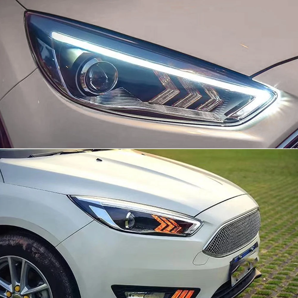 CSCSNL 2 шт. светодиодный фары для Ford Focus Автомобильный светодиодный фонарь двойной ксеноновый объектив дневные ходовые огни противотуманные фары