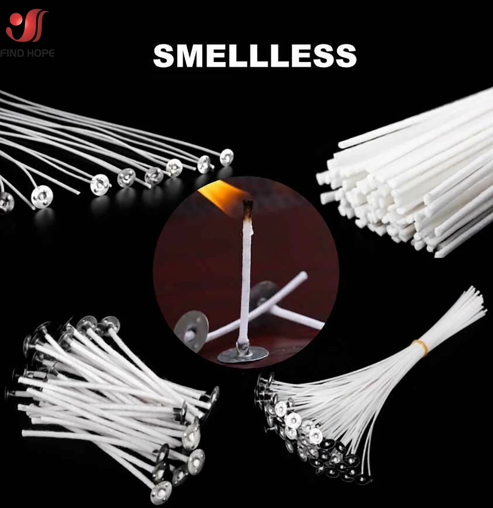 100Pcs/set Candle Wicks Smokeless Wax Pure Paraffin Core 2.5/9/15/20cm DIY Candle Making Pre-waxed Wicks For Party Supplies