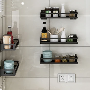 

Kitchen Shelf Spice Storage Organizer Shelf Spice Rack Punch Free Stainless Steel Storage Shelves Rack Organizer for Kitchen